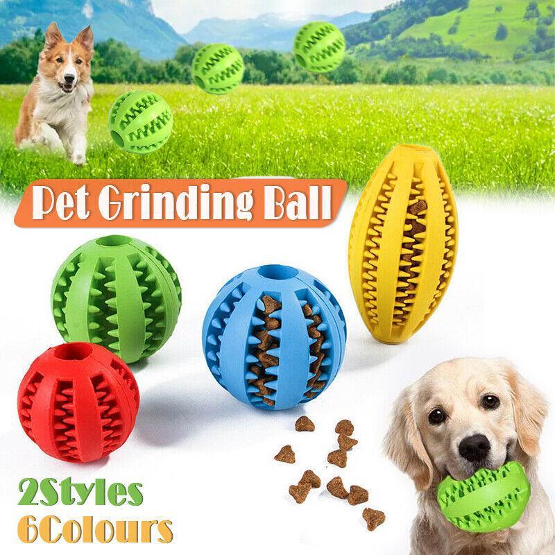 Dog Chew Toy Rubber Ball Treat Dispenser Dental Cleaning Training Play Ball