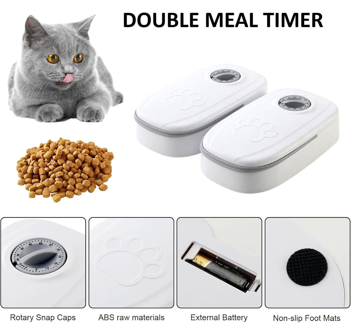 2 Meal Automatic Pet Feeder with Timer for Cats and Dogs-2