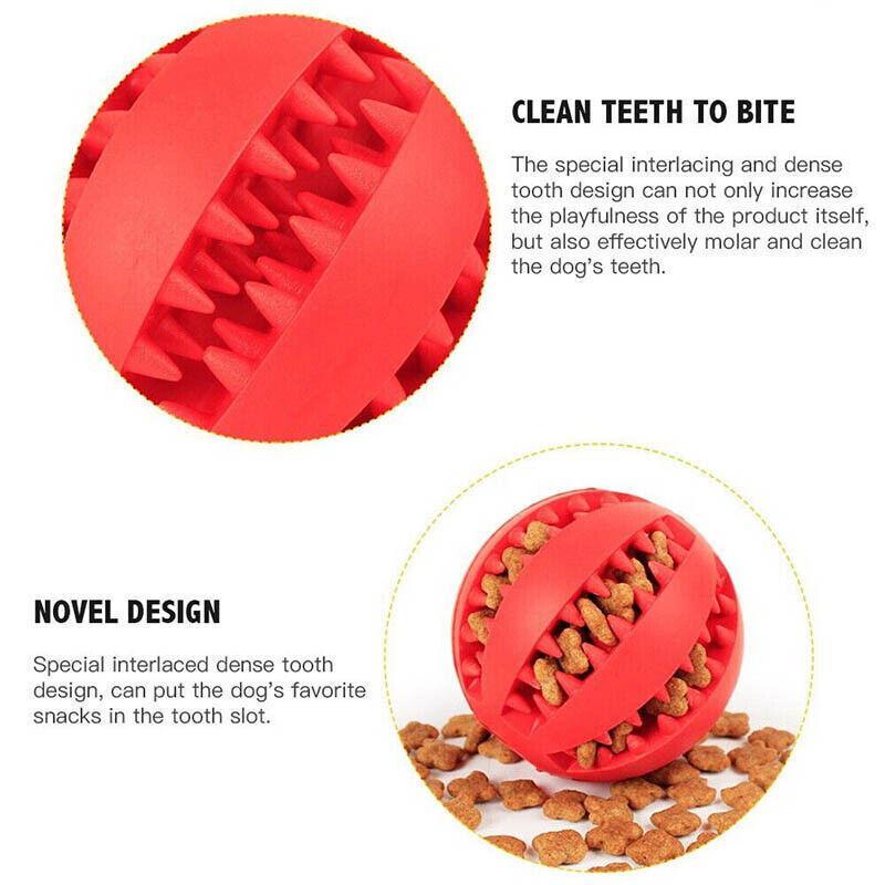 Dog Chew Toy Rubber Ball Treat Dispenser Dental Cleaning Training Play Ball