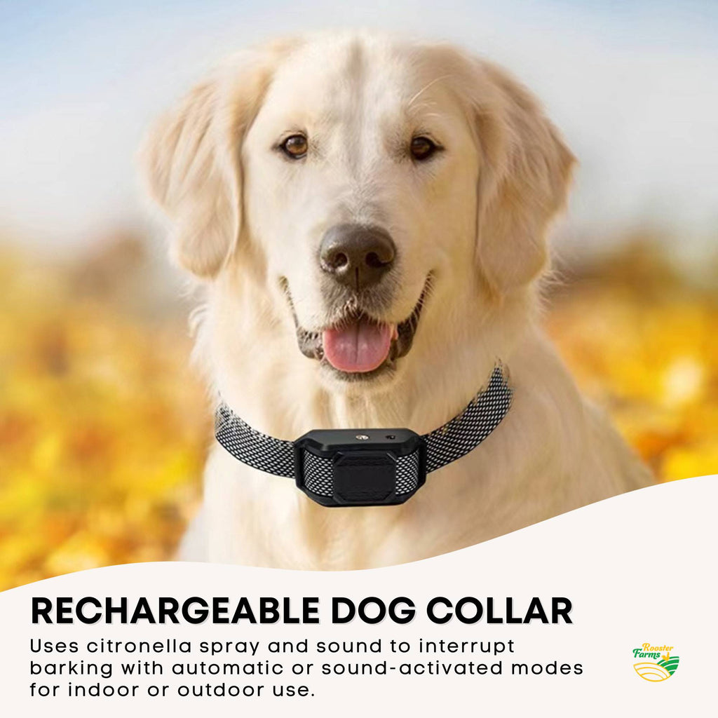 Rooster Farms Citronella Bark Collar Dog Training Sound Spray Rechargeable-1