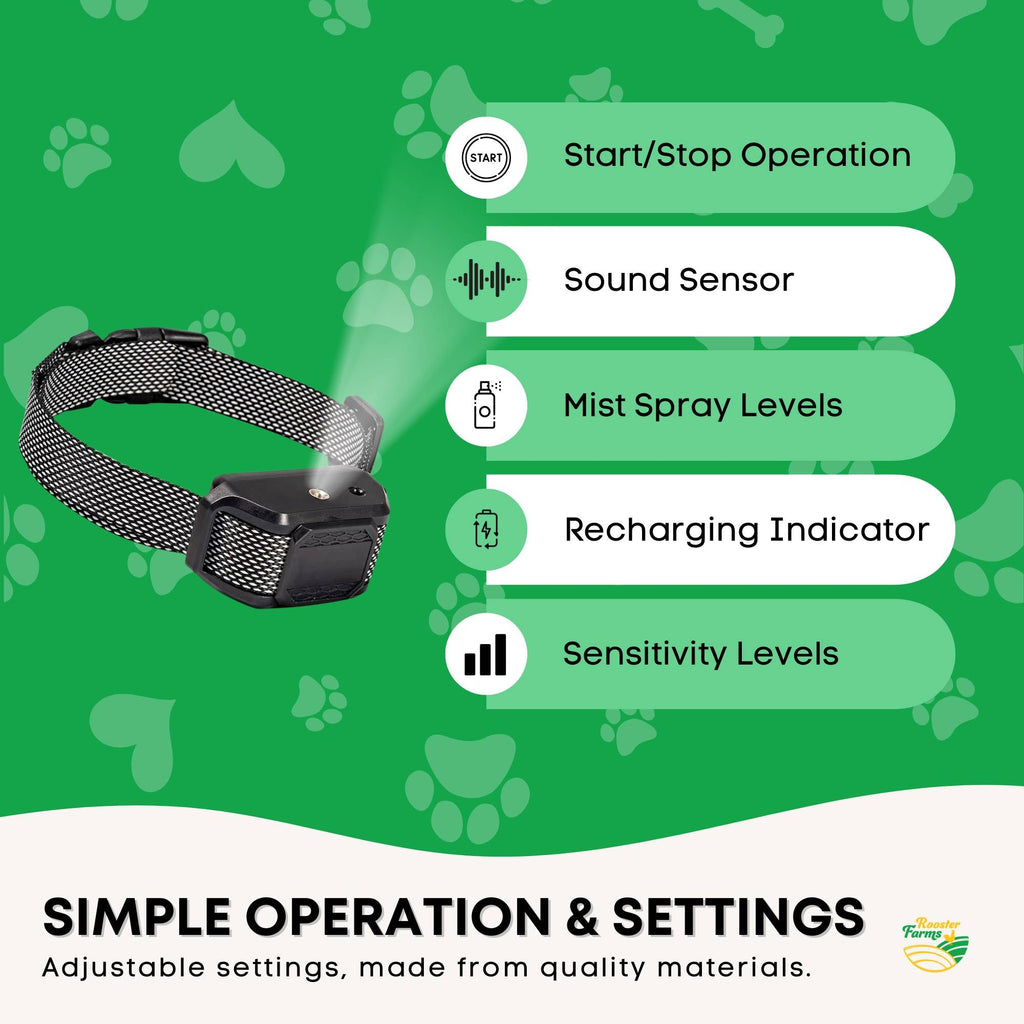 Rooster Farms Citronella Bark Collar Dog Training Sound Spray Rechargeable-4