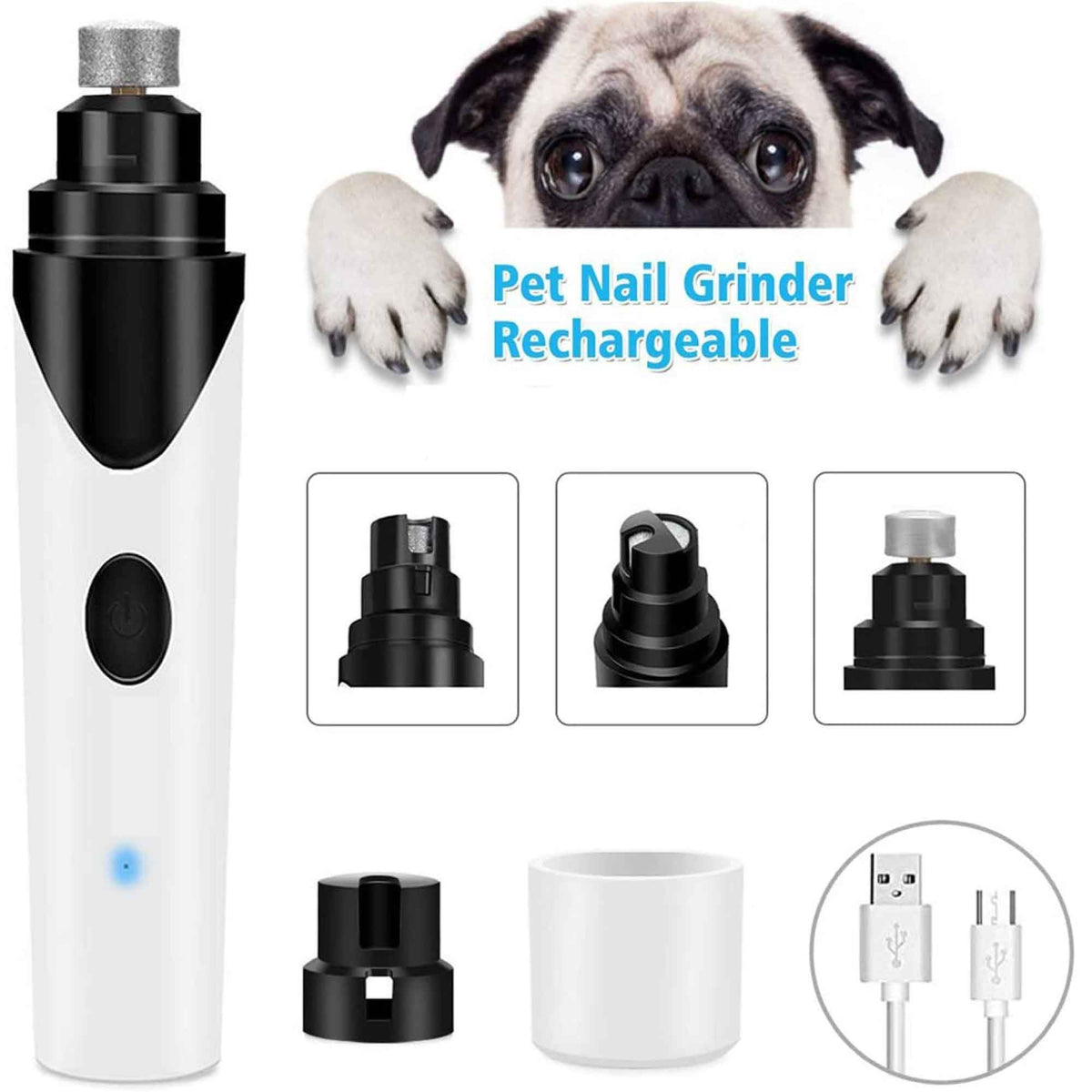Rooster Farms Pet Nail Grinder Rechargeable Dog Cat Claw Filer Trimmer-1