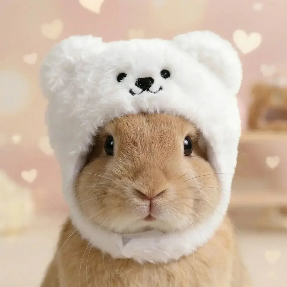 Lovely Accessories Cute Pet Head Hat Plush Elastic Noise Protection Dog Dress Up Cap Soft Warm Pet Costume Party Cosplay