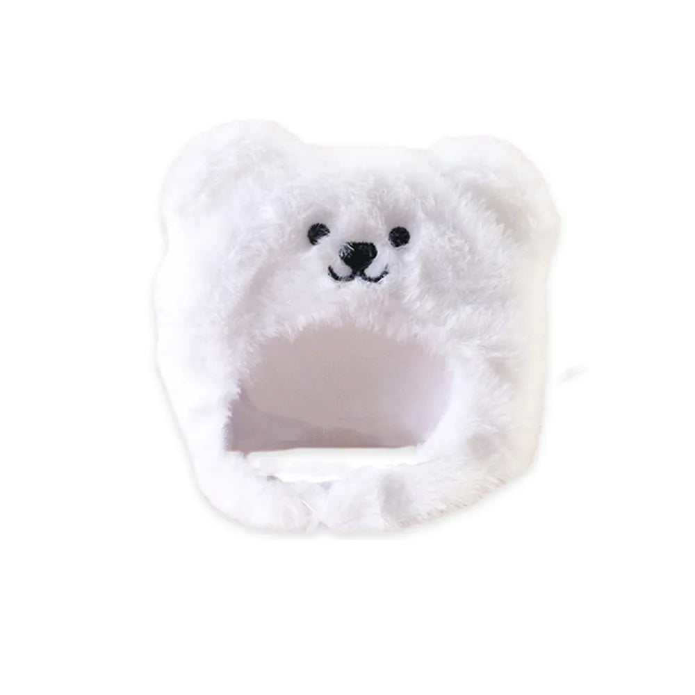 Lovely Accessories Cute Pet Head Hat Plush Elastic Noise Protection Dog Dress Up Cap Soft Warm Pet Costume Party Cosplay
