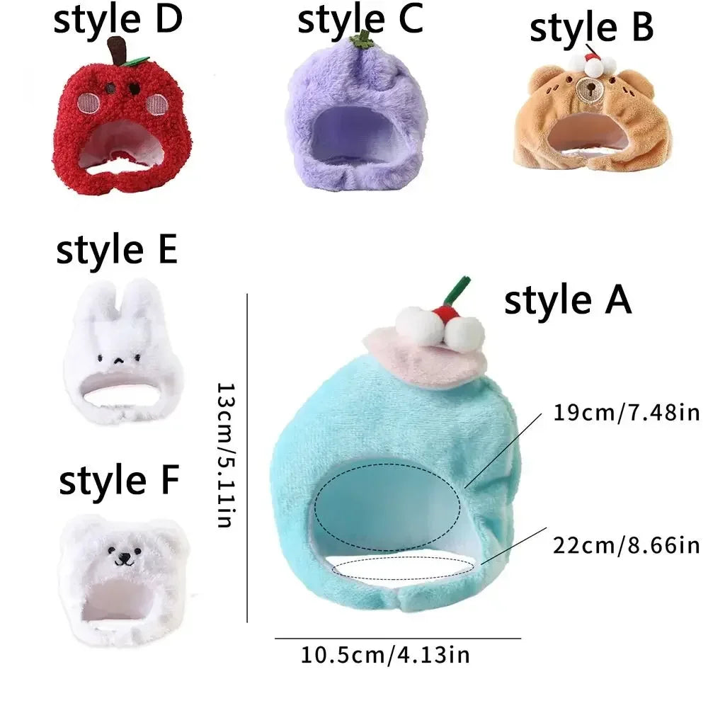 Lovely Accessories Cute Pet Head Hat Plush Elastic Noise Protection Dog Dress Up Cap Soft Warm Pet Costume Party Cosplay