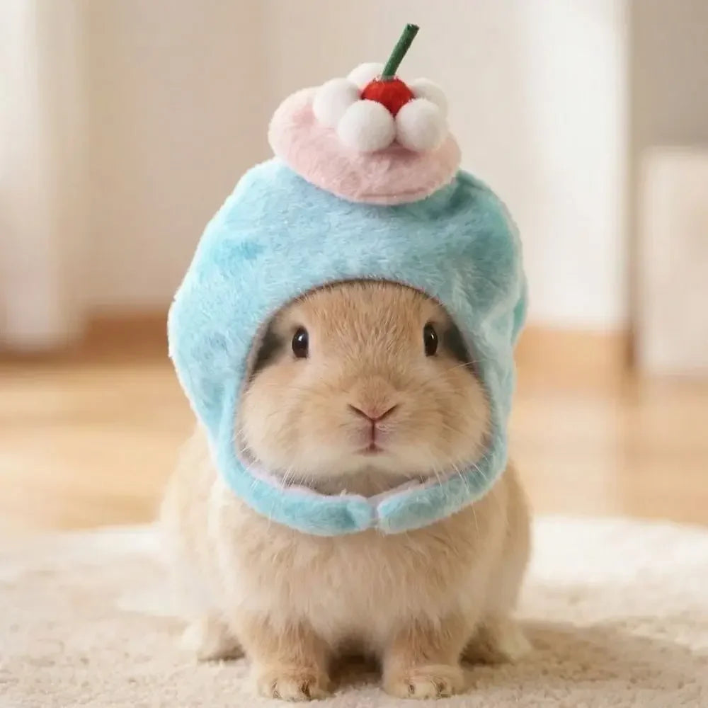 Lovely Accessories Cute Pet Head Hat Plush Elastic Noise Protection Dog Dress Up Cap Soft Warm Pet Costume Party Cosplay