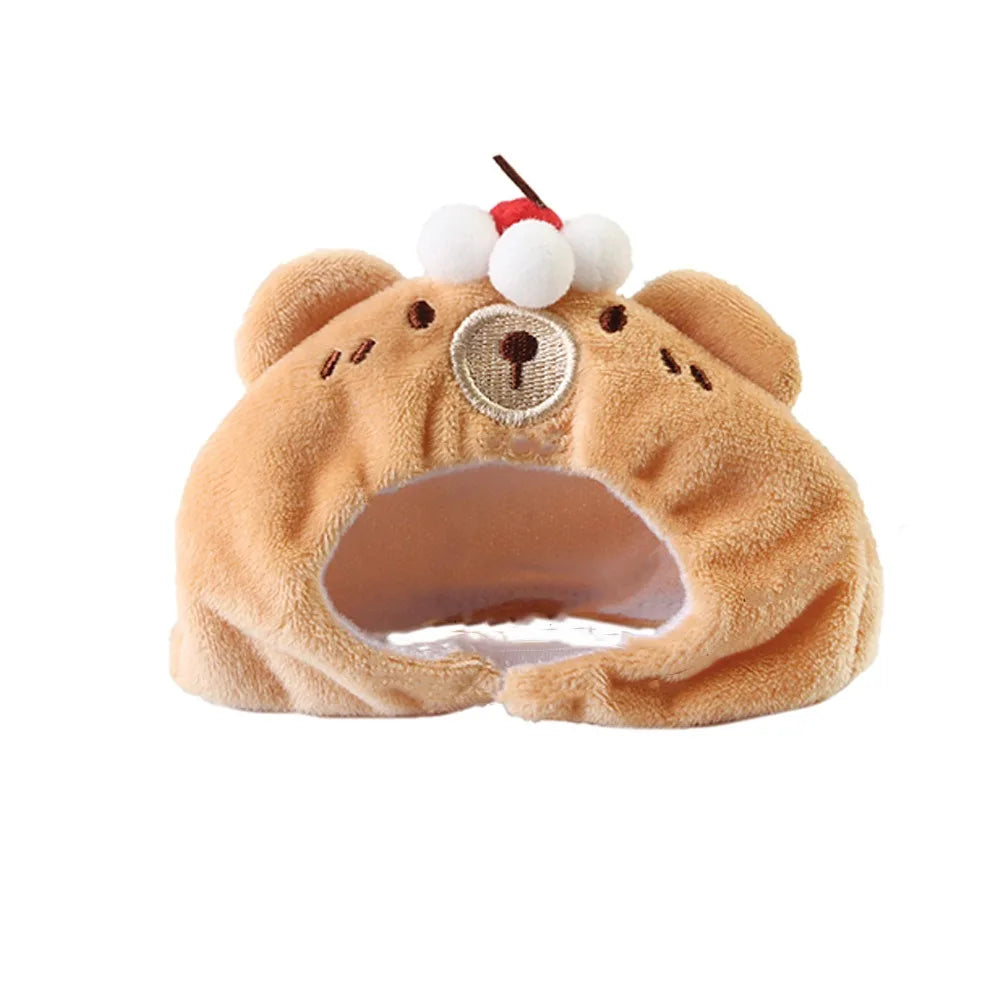 Lovely Accessories Cute Pet Head Hat Plush Elastic Noise Protection Dog Dress Up Cap Soft Warm Pet Costume Party Cosplay