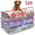 Comfortable Pet Towel Soft Warm Flannel Paw Print  Sleeping Cushion Blanket for Dog Cat Cozy Rest Bed Mat Household Pet Supplies